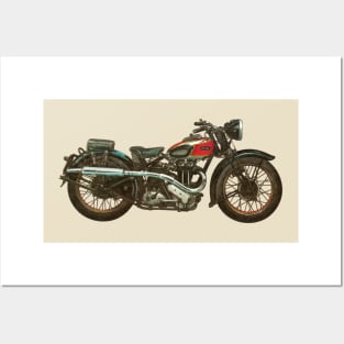 1937 ARIEL RED HUNTER MOTORCYCLE Posters and Art